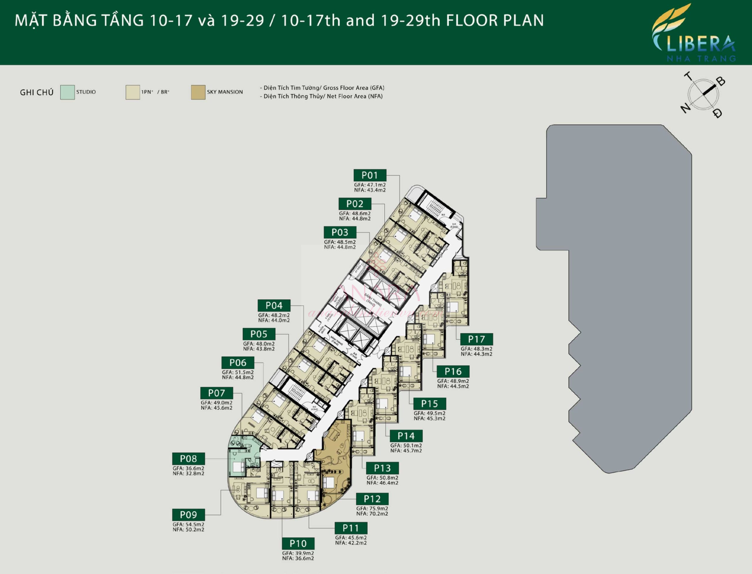 Mặt bằng tòa The Paramount tại Libera Nha Trang