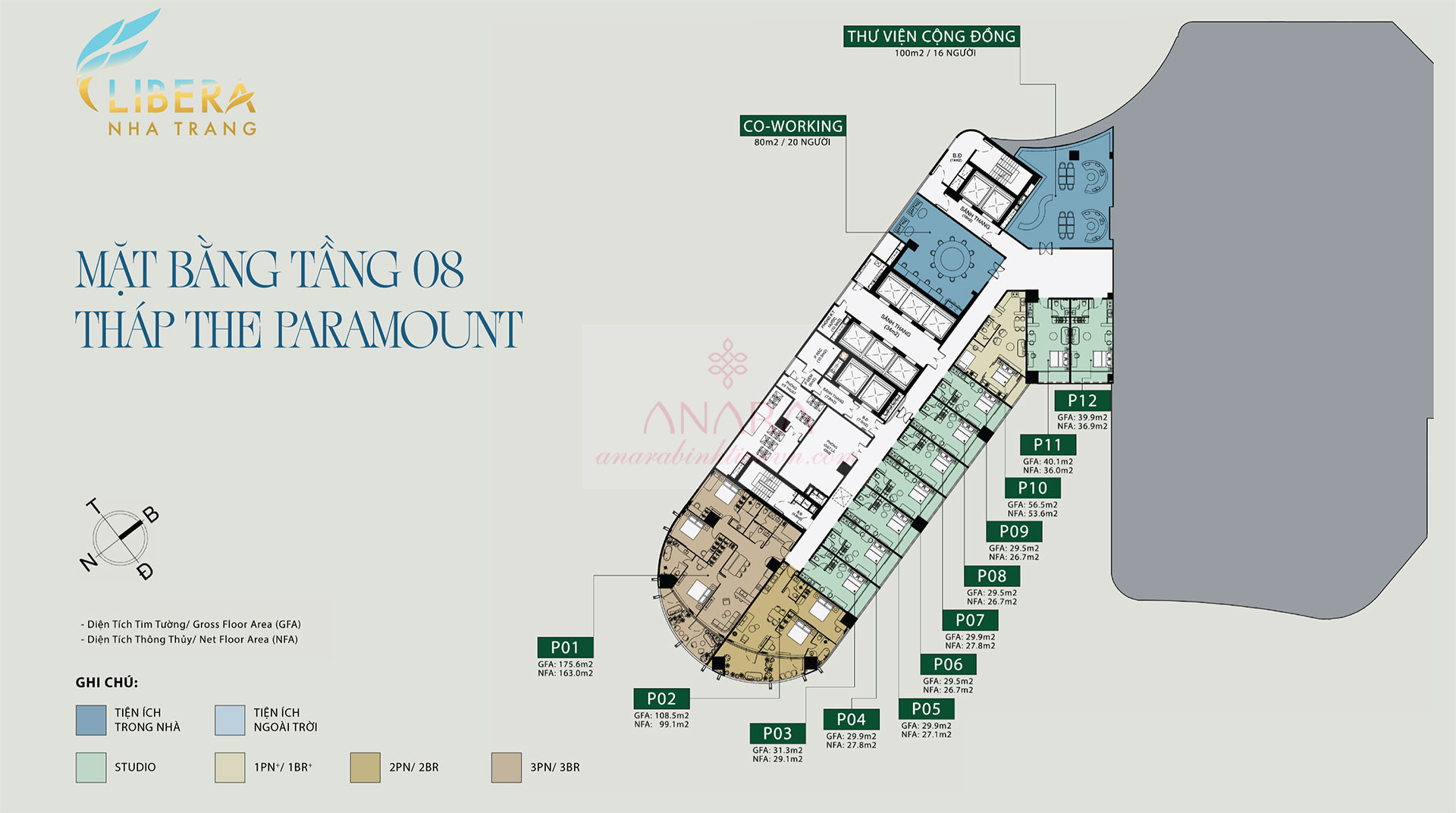 Mặt bằng tòa The Paramount tại Libera Nha Trang