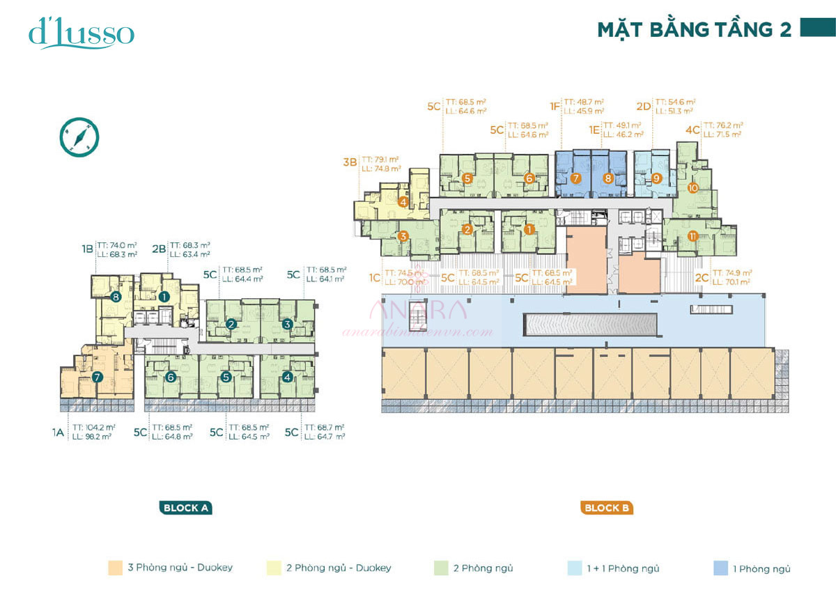 Mặt bằng căn hộ D’Lusso Quận 2