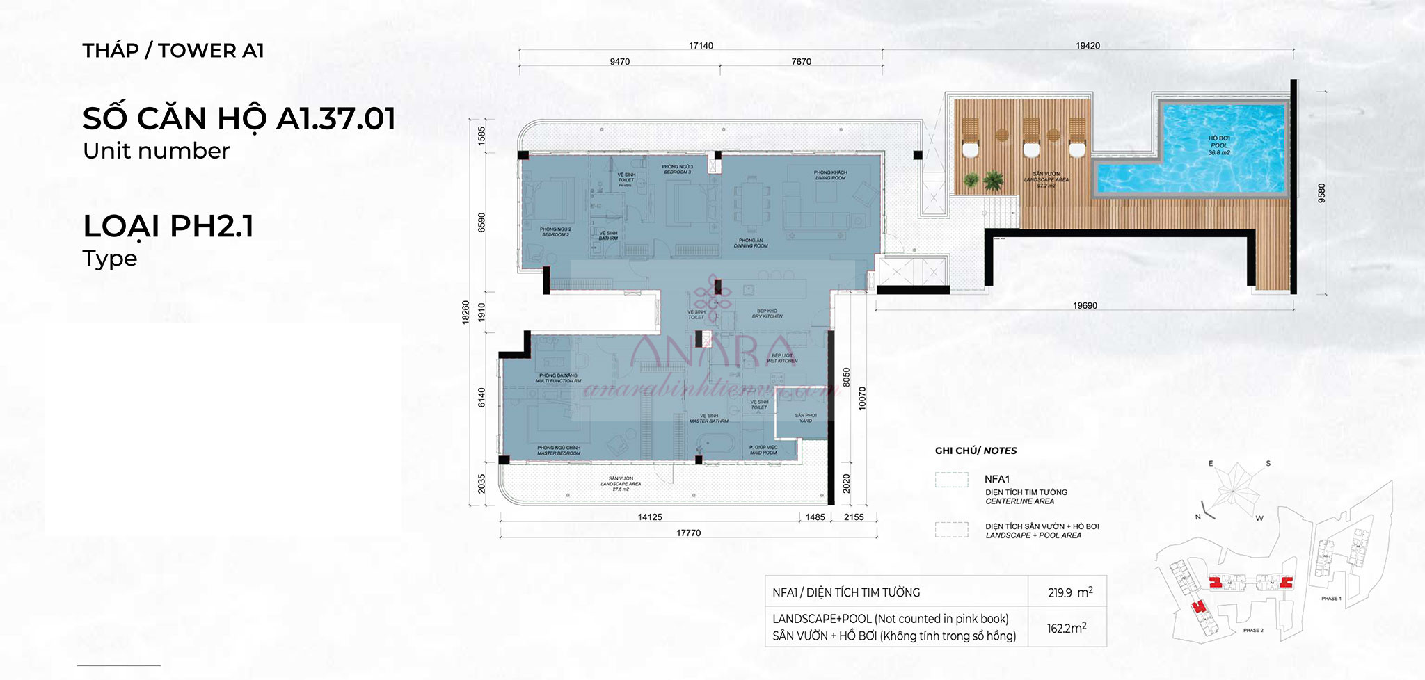 Layout tháp A1 – Alpine Penthouse Eaton Park by Gamuda Land